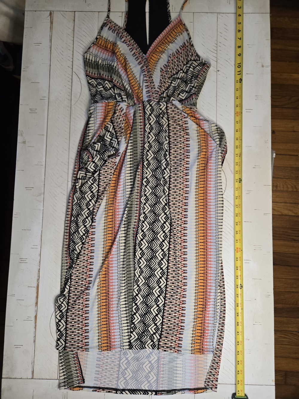 BCBGeneration Halter Midi Dress Geometric Print Tie Waist Size Medium
